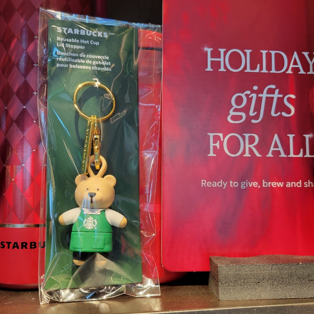 Starbucks x Holiday 2025 Limited Edition Green Bearista Keychain and Lid Stopper